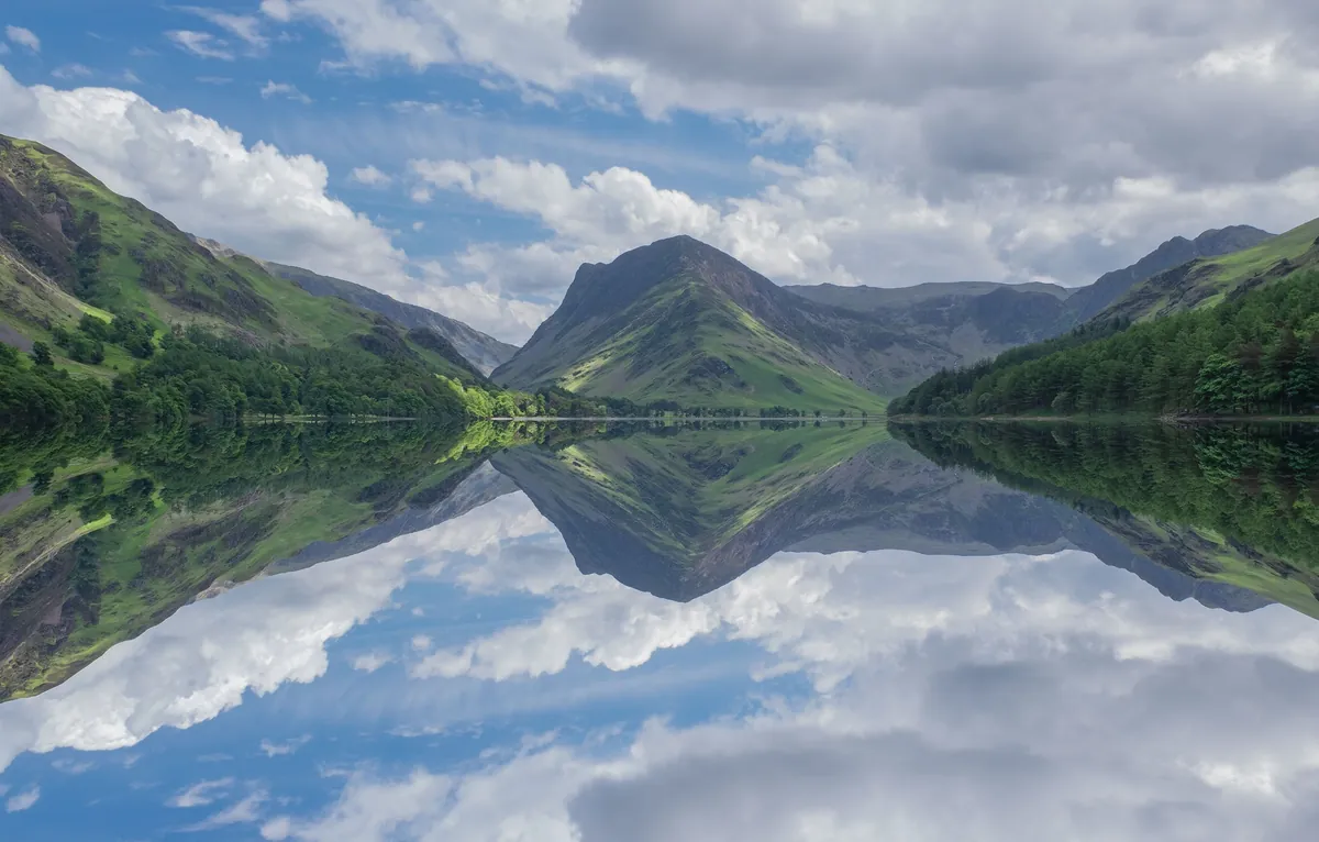 Buttermere reflecting the fells