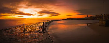 Cullercoats Burning Sky, a photograph from the North East