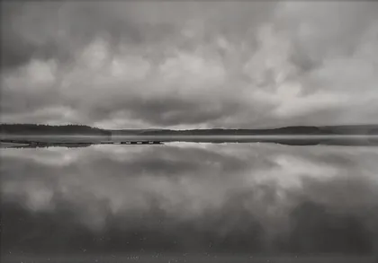 Kielder Reservoir Reflections, a black and white photograph from the North East