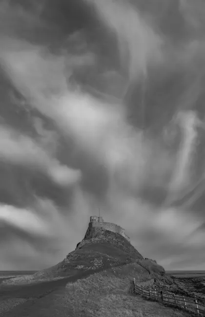 Lindisfarne Castle, a black and white photograph from the North East