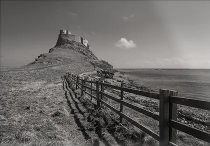 Lindisfarne Castle, a black and white photograph from the North East