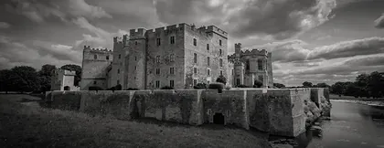 Raby Castle, a black and white photograph from around the UK