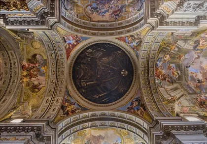 Sant Agnese Church Ceiling at Crossroads, a photograph from Italy