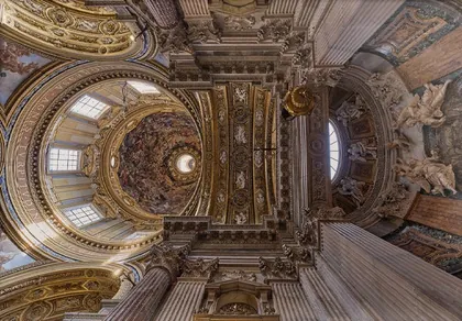 Sant Agnese Church Ceiling in Rome, a photograph from Italy