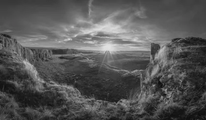 The Sill Sunset, a black and white photograph from the North East