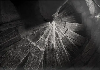 Tynemouth Priory Steps, a black and white photograph from the North East