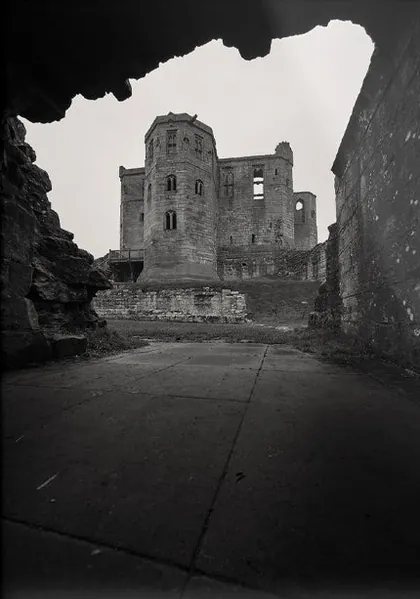 Warkworth Castle View, a black and white photograph from the North East